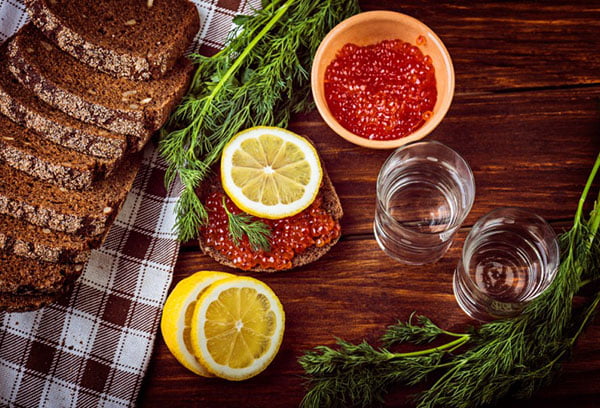 Закуски с красной икрой