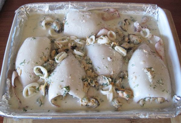 блюдо из кальмаров