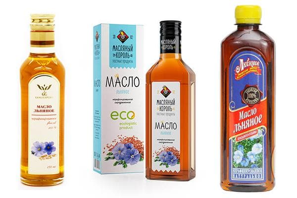 Бутылки с маслом льна
