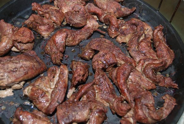 Жаренное барсучье мясо