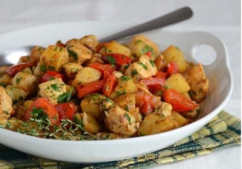 Тарелка с индейкой с овощами