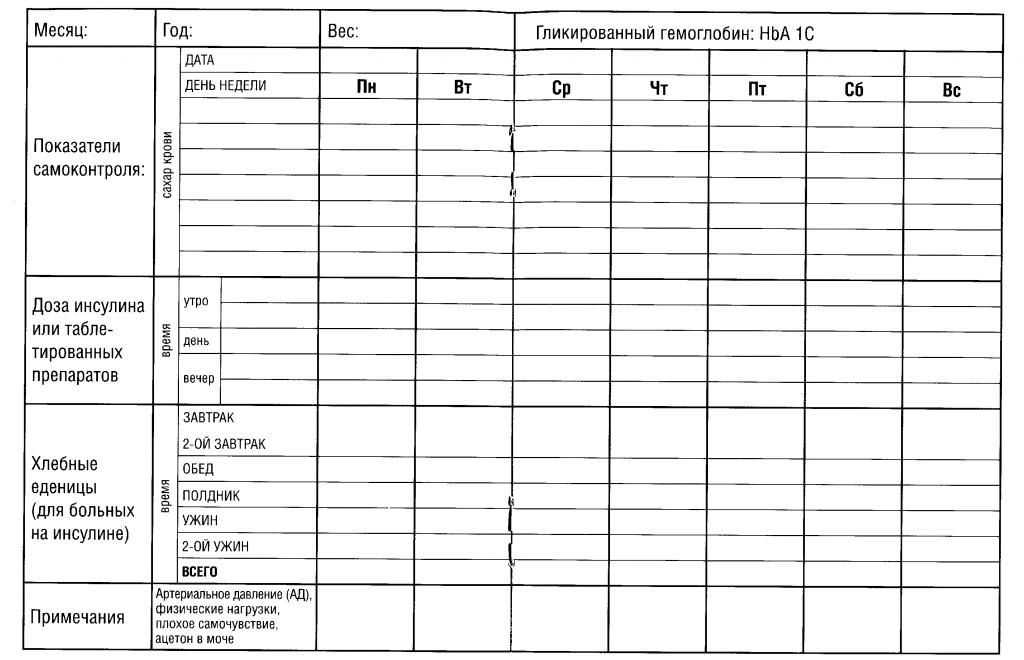 Пример шаблона дневника