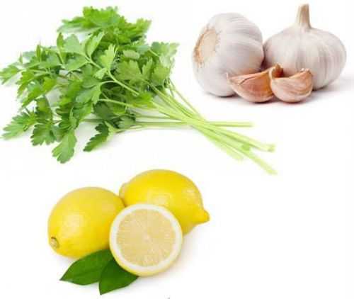 Лимон, чеснок и петрушка