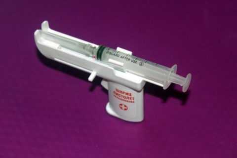 Правильное положение шприца Правильное положение шприца