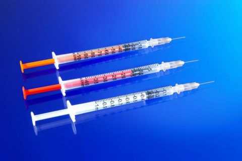 Стандартный шприц может иметь шкалу для концентрации препарата 40 и 100 ЕД.